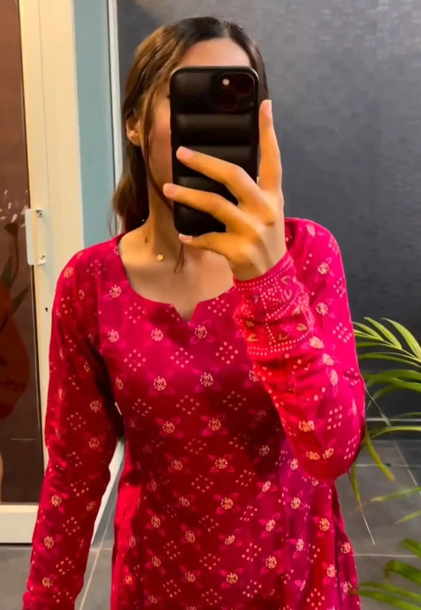 Samvrita Pink Bandhani Printed Rayon Cotton Full Sleeve Top.png